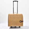 Artificial Rattan Wicker Travel Breathable Capsule Pet Carrier Bag Trolley Suitcase Portable Cat Dog Universal Case